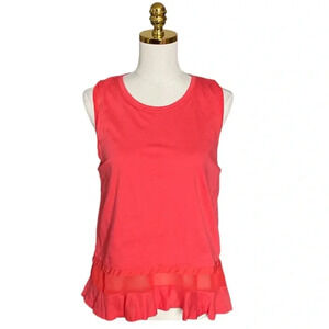 J CREW | Coral Double Layer Ruffle Hem Cotton Sleeveless Tank Top Size M